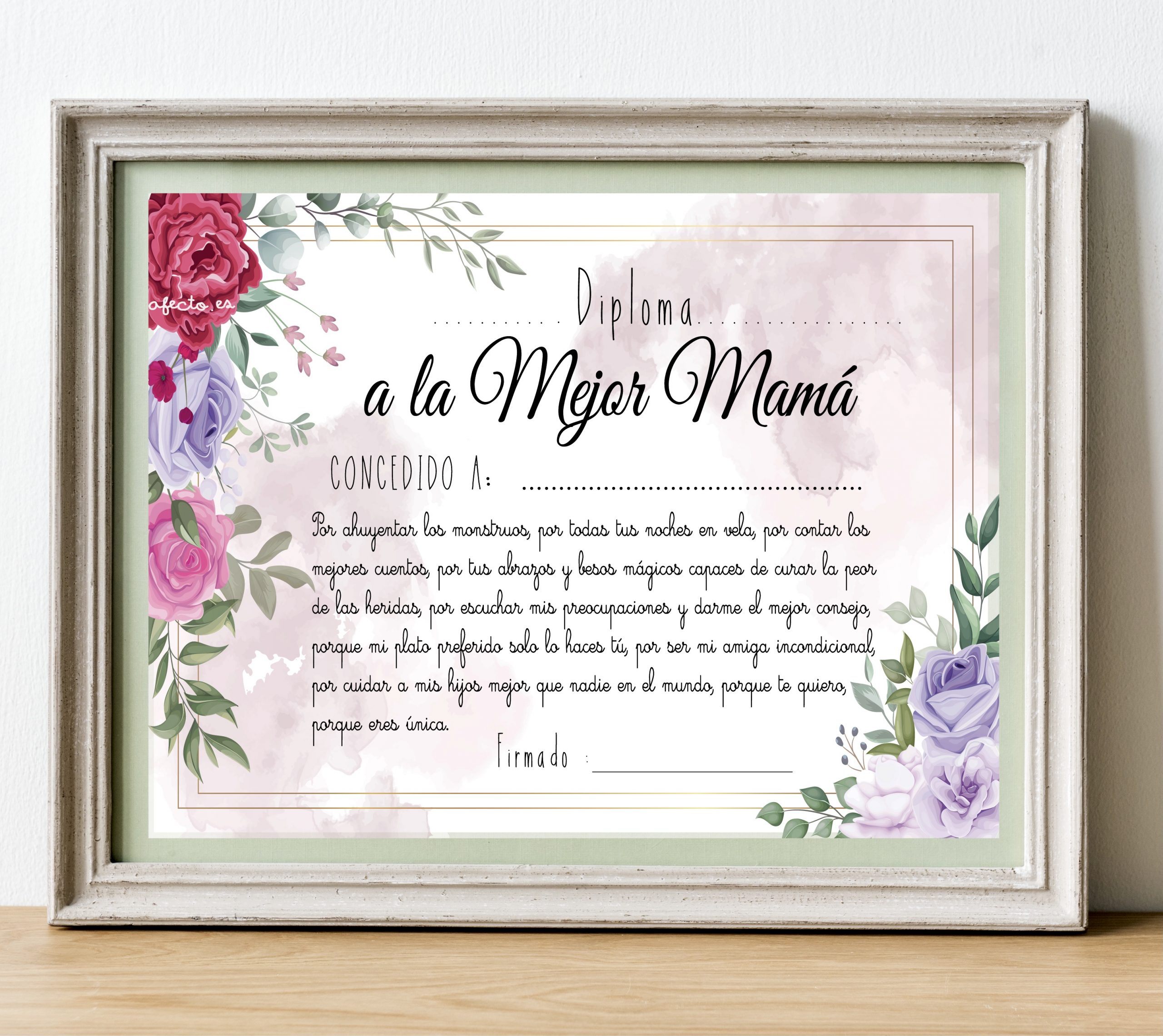 Diploma A La Mejor Mamá DIPLOMA DIA DE LA MADRE - Afecto | Baby Shop